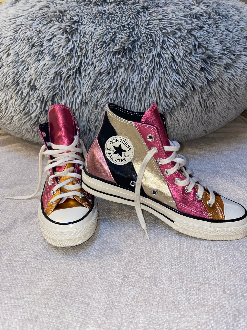 Converse Chuck 70 Hi Metallic Rainbow Colorblock Sneakers Size 9 Back to School